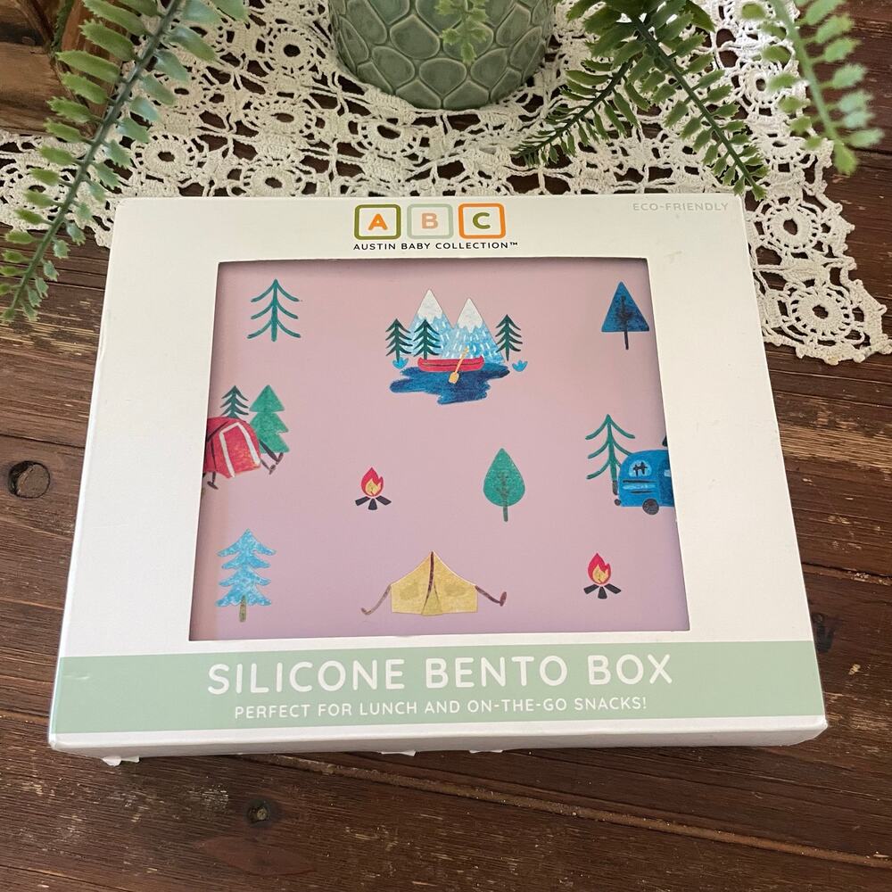 ABC Austin baby collection silicone bento box camping theme new